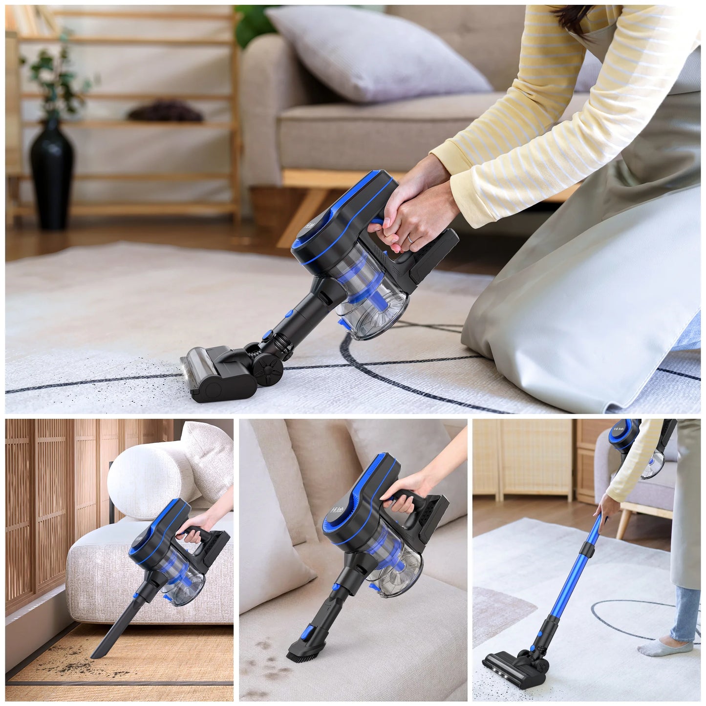 Portable Cordless Stick Vacuum Cleaner Lightweight for Carpet Floor Pet Hair