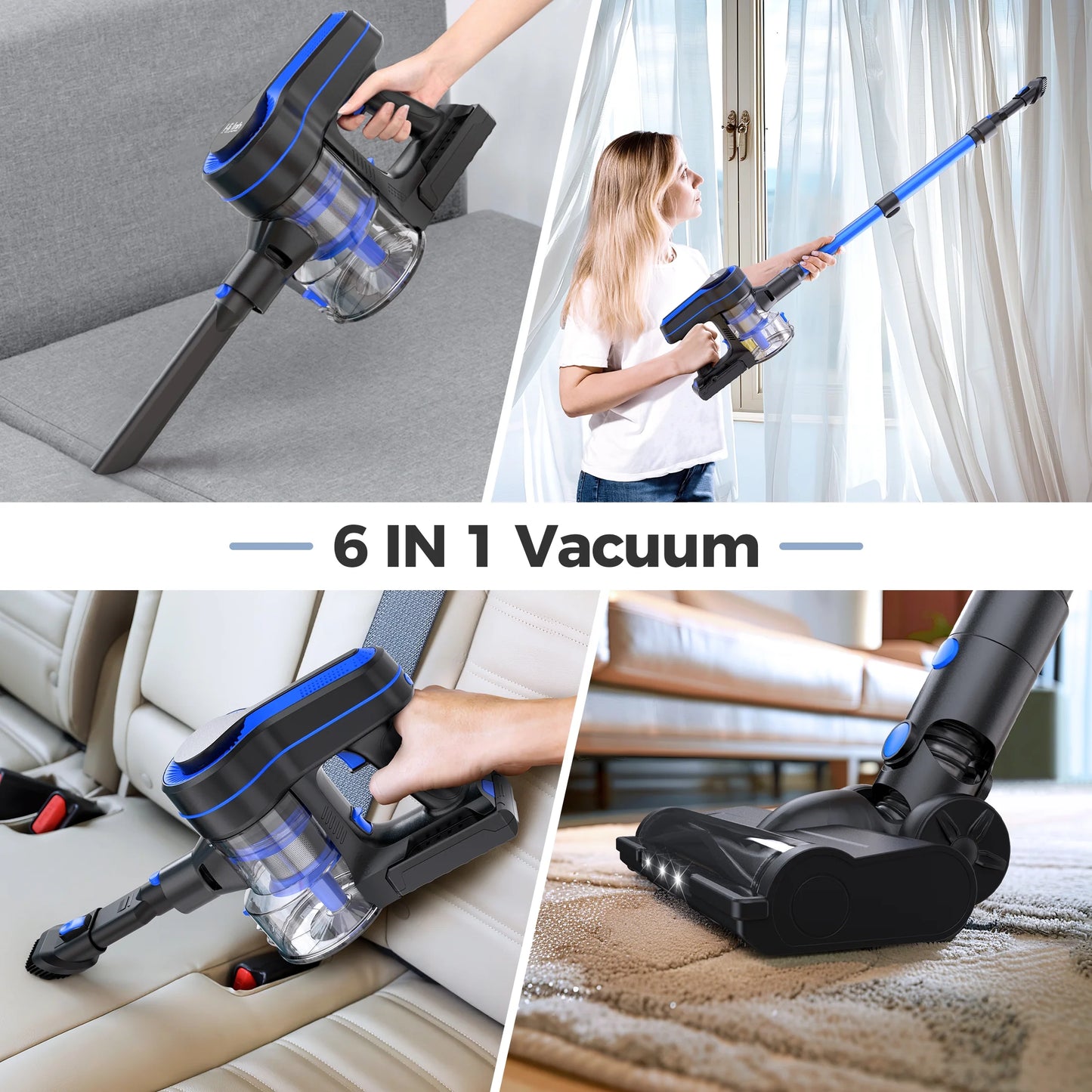 Portable Cordless Stick Vacuum Cleaner Lightweight for Carpet Floor Pet Hair